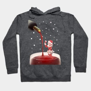 Santa Cat Holding Glass Red Wine Hoodie